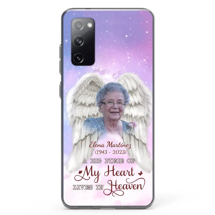 Custom Personalized Memorial Photo Phone Case - Memorial Gift Idea for Family - A Big Piece Of My Heart Lives In Heaven - Case for iPhone/Samsung