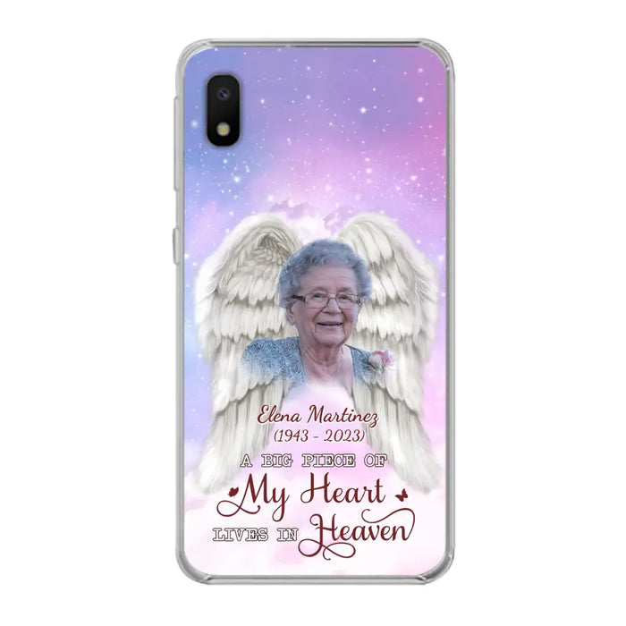 Custom Personalized Memorial Photo Phone Case - Memorial Gift Idea for Family - A Big Piece Of My Heart Lives In Heaven - Case for iPhone/Samsung