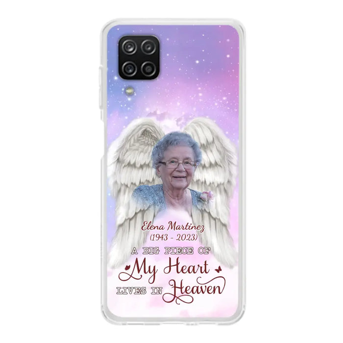 Custom Personalized Memorial Photo Phone Case - Memorial Gift Idea for Family - A Big Piece Of My Heart Lives In Heaven - Case for iPhone/Samsung