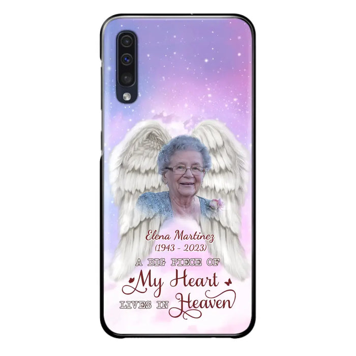 Custom Personalized Memorial Photo Phone Case - Memorial Gift Idea for Family - A Big Piece Of My Heart Lives In Heaven - Case for iPhone/Samsung