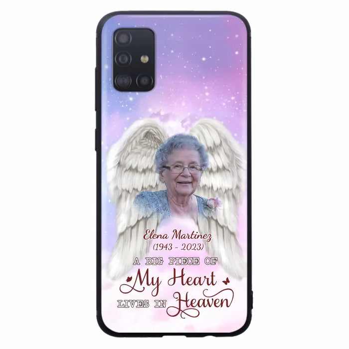 Custom Personalized Memorial Photo Phone Case - Memorial Gift Idea for Family - A Big Piece Of My Heart Lives In Heaven - Case for iPhone/Samsung