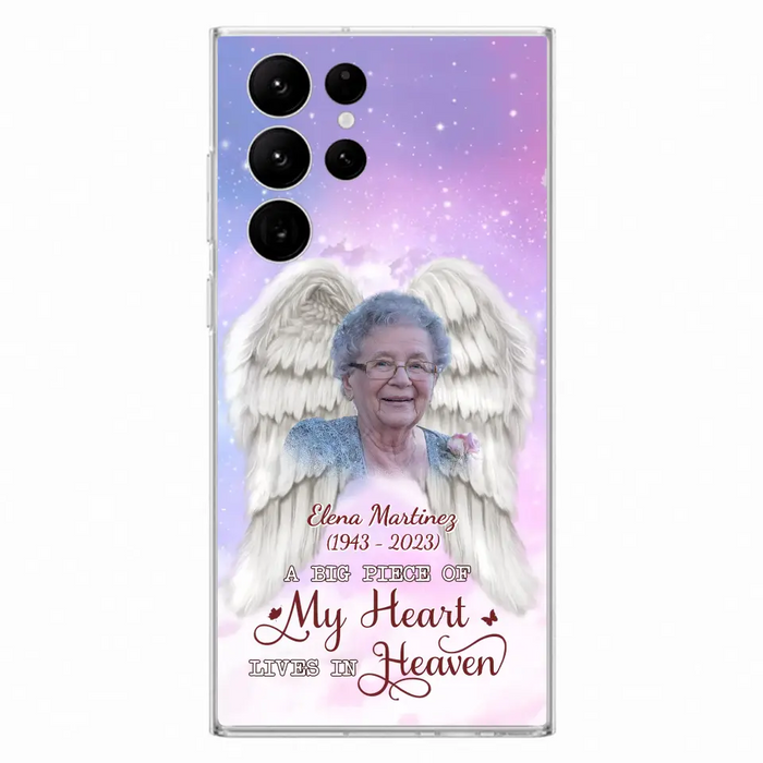 Custom Personalized Memorial Photo Phone Case - Memorial Gift Idea for Family - A Big Piece Of My Heart Lives In Heaven - Case for iPhone/Samsung