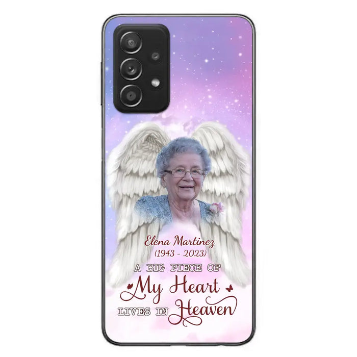 Custom Personalized Memorial Photo Phone Case - Memorial Gift Idea for Family - A Big Piece Of My Heart Lives In Heaven - Case for iPhone/Samsung