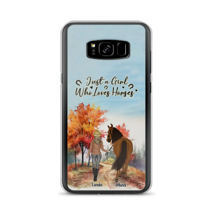 Custom Personalized Horse Girl Fall Season Phone Case - Gift Idea For Horse Lovers - Up To 6 Horses - Just A Girl Who Loves Horses - Cases For iPhone/Samsung