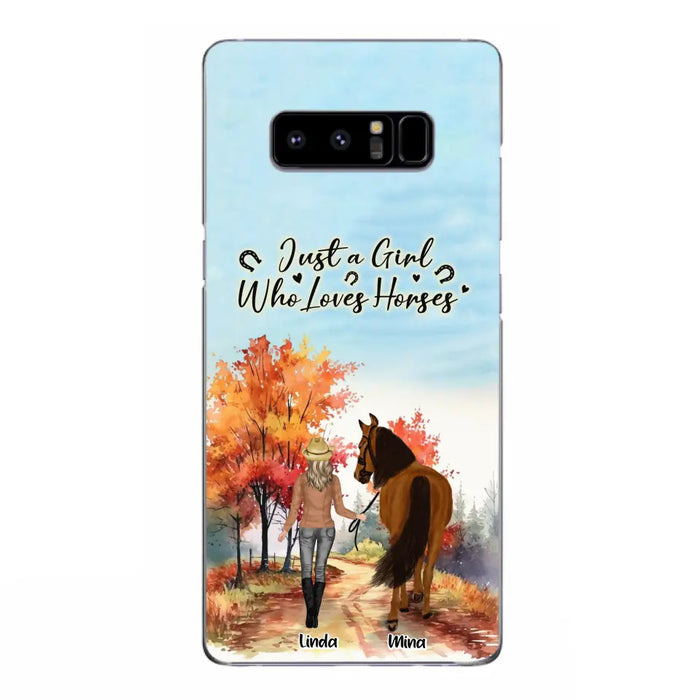 Custom Personalized Horse Girl Fall Season Phone Case - Gift Idea For Horse Lovers - Up To 6 Horses - Just A Girl Who Loves Horses - Cases For iPhone/Samsung