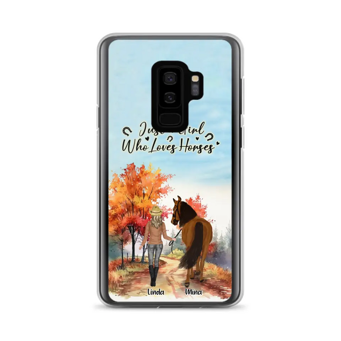 Custom Personalized Horse Girl Fall Season Phone Case - Gift Idea For Horse Lovers - Up To 6 Horses - Just A Girl Who Loves Horses - Cases For iPhone/Samsung