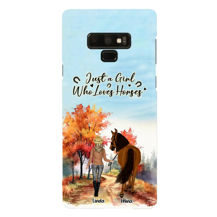 Custom Personalized Horse Girl Fall Season Phone Case - Gift Idea For Horse Lovers - Up To 6 Horses - Just A Girl Who Loves Horses - Cases For iPhone/Samsung