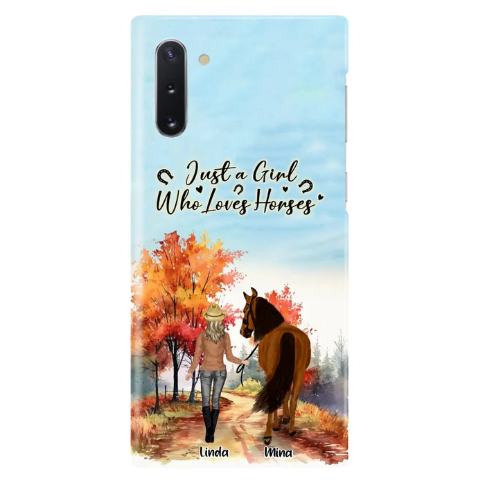 Custom Personalized Horse Girl Fall Season Phone Case - Gift Idea For Horse Lovers - Up To 6 Horses - Just A Girl Who Loves Horses - Cases For iPhone/Samsung