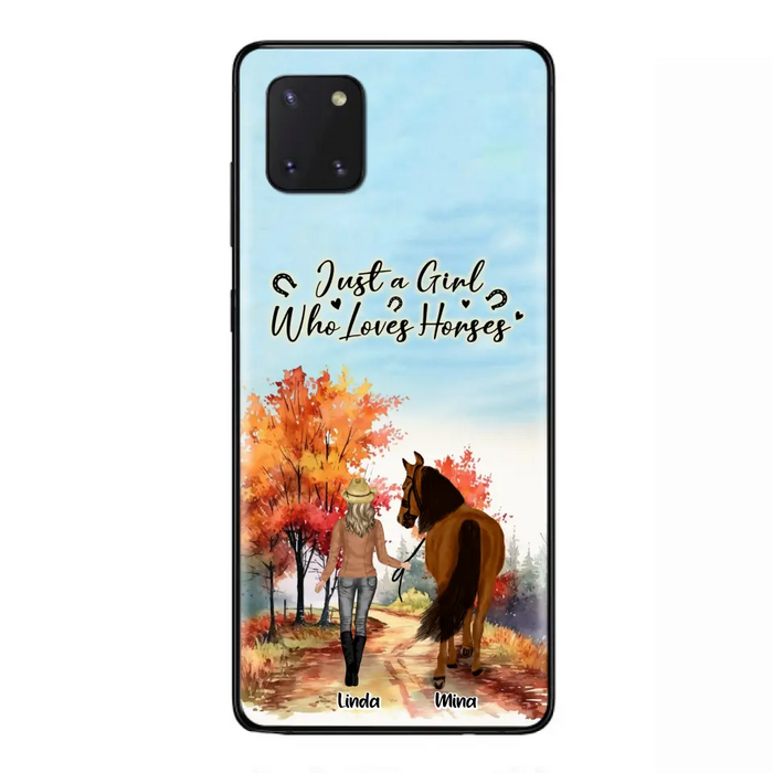 Custom Personalized Horse Girl Fall Season Phone Case - Gift Idea For Horse Lovers - Up To 6 Horses - Just A Girl Who Loves Horses - Cases For iPhone/Samsung