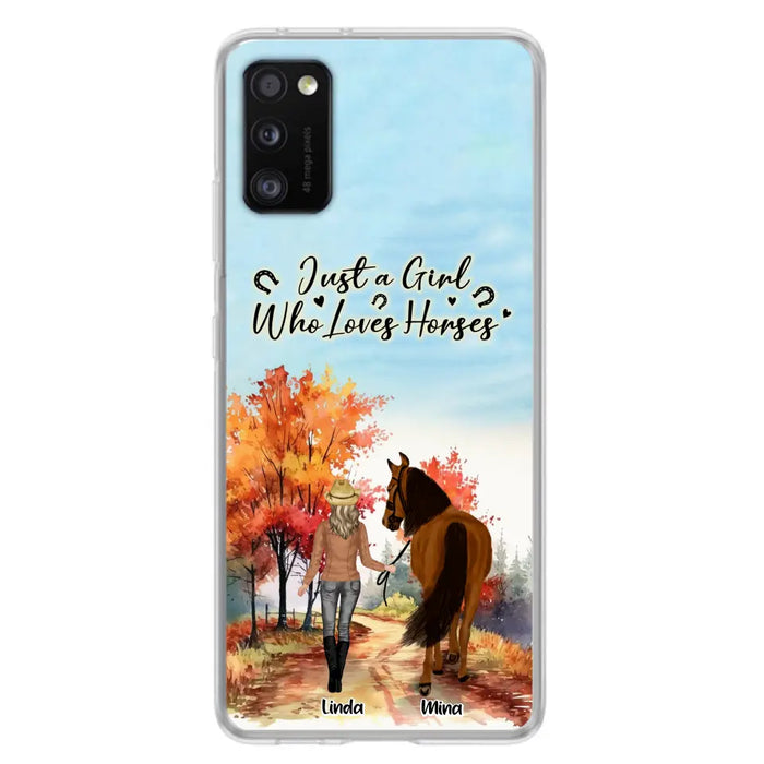 Custom Personalized Horse Girl Fall Season Phone Case - Gift Idea For Horse Lovers - Up To 6 Horses - Just A Girl Who Loves Horses - Cases For iPhone/Samsung