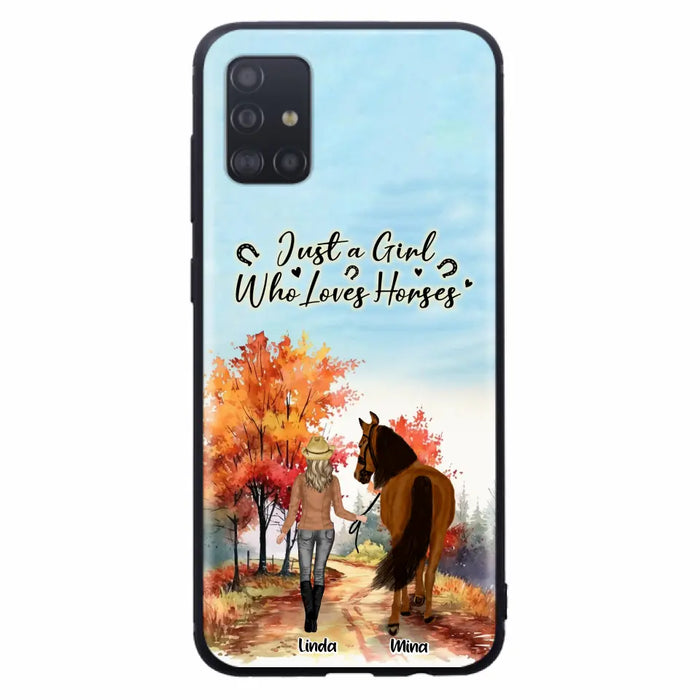 Custom Personalized Horse Girl Fall Season Phone Case - Gift Idea For Horse Lovers - Up To 6 Horses - Just A Girl Who Loves Horses - Cases For iPhone/Samsung