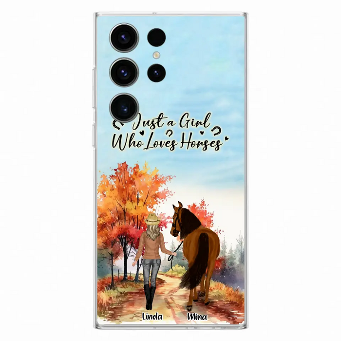 Custom Personalized Horse Girl Fall Season Phone Case - Gift Idea For Horse Lovers - Up To 6 Horses - Just A Girl Who Loves Horses - Cases For iPhone/Samsung