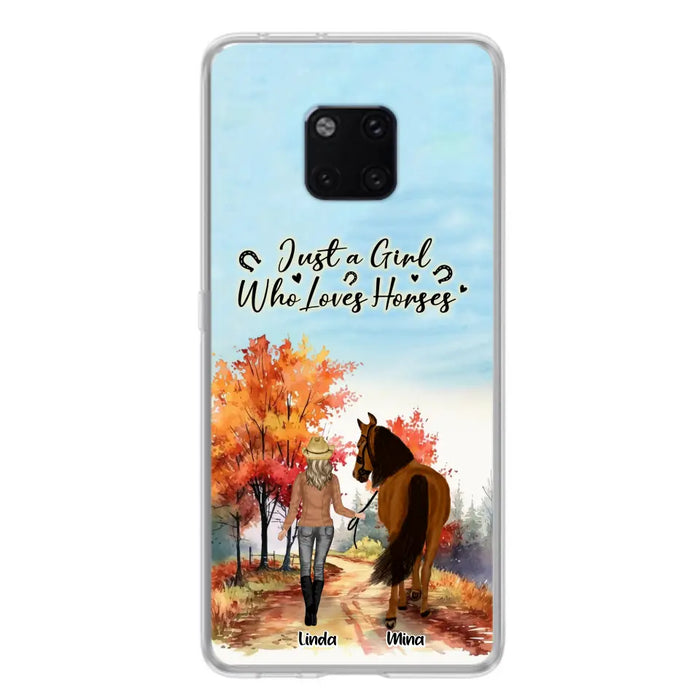 Custom Personalized Horse Girl Fall Season Phone Case - Gift Idea For Horse Lovers - Up To 6 Horses - Just A Girl Who Loves Horses - Cases For Xiaomi/ Oppo/ Huawei