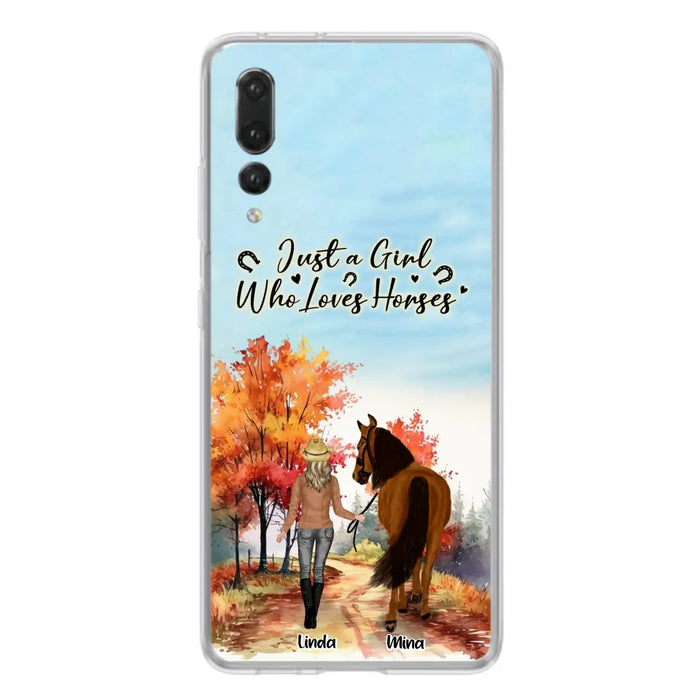 Custom Personalized Horse Girl Fall Season Phone Case - Gift Idea For Horse Lovers - Up To 6 Horses - Just A Girl Who Loves Horses - Cases For Xiaomi/ Oppo/ Huawei