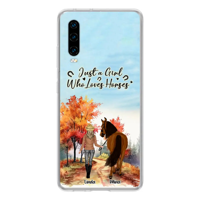 Custom Personalized Horse Girl Fall Season Phone Case - Gift Idea For Horse Lovers - Up To 6 Horses - Just A Girl Who Loves Horses - Cases For Xiaomi/ Oppo/ Huawei