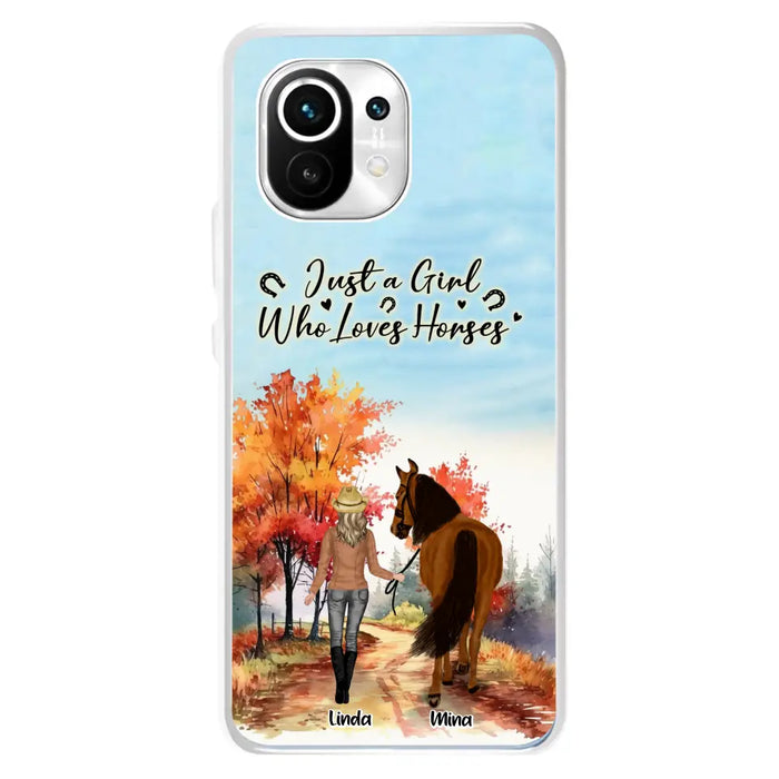 Custom Personalized Horse Girl Fall Season Phone Case - Gift Idea For Horse Lovers - Up To 6 Horses - Just A Girl Who Loves Horses - Cases For Xiaomi/ Oppo/ Huawei