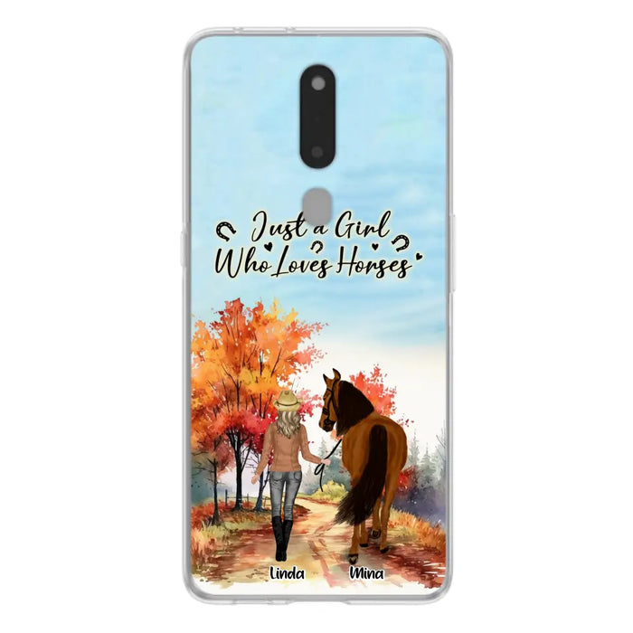 Custom Personalized Horse Girl Fall Season Phone Case - Gift Idea For Horse Lovers - Up To 6 Horses - Just A Girl Who Loves Horses - Cases For Xiaomi/ Oppo/ Huawei