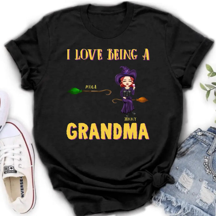 Personalized Witch Grandma T-shirt/Hoodie - Gift Idea For Halloween/Witch/Grandma - Upto 8 Kids - I Love Being A Grandma