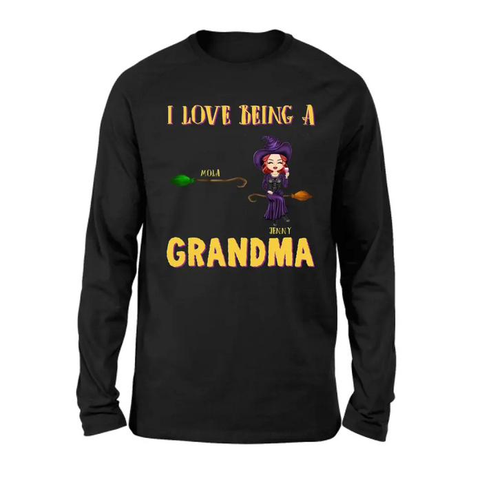 Personalized Witch Grandma T-shirt/Hoodie - Gift Idea For Halloween/Witch/Grandma - Upto 8 Kids - I Love Being A Grandma