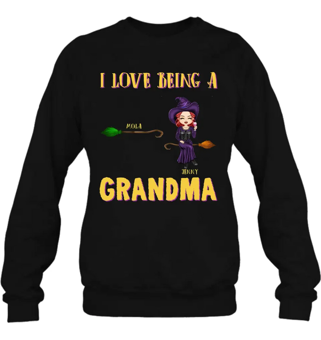 Personalized Witch Grandma T-shirt/Hoodie - Gift Idea For Halloween/Witch/Grandma - Upto 8 Kids - I Love Being A Grandma