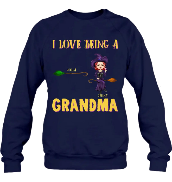 Personalized Witch Grandma T-shirt/Hoodie - Gift Idea For Halloween/Witch/Grandma - Upto 8 Kids - I Love Being A Grandma