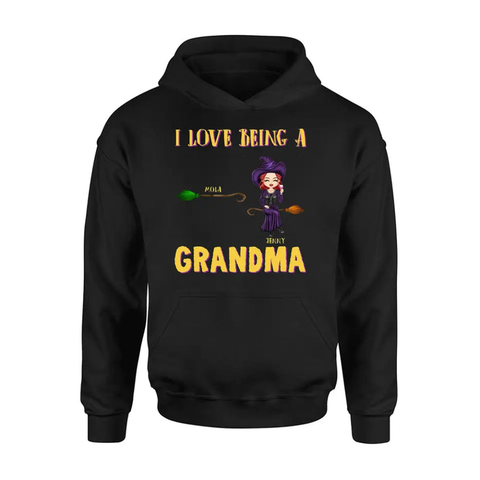 Personalized Witch Grandma T-shirt/Hoodie - Gift Idea For Halloween/Witch/Grandma - Upto 8 Kids - I Love Being A Grandma