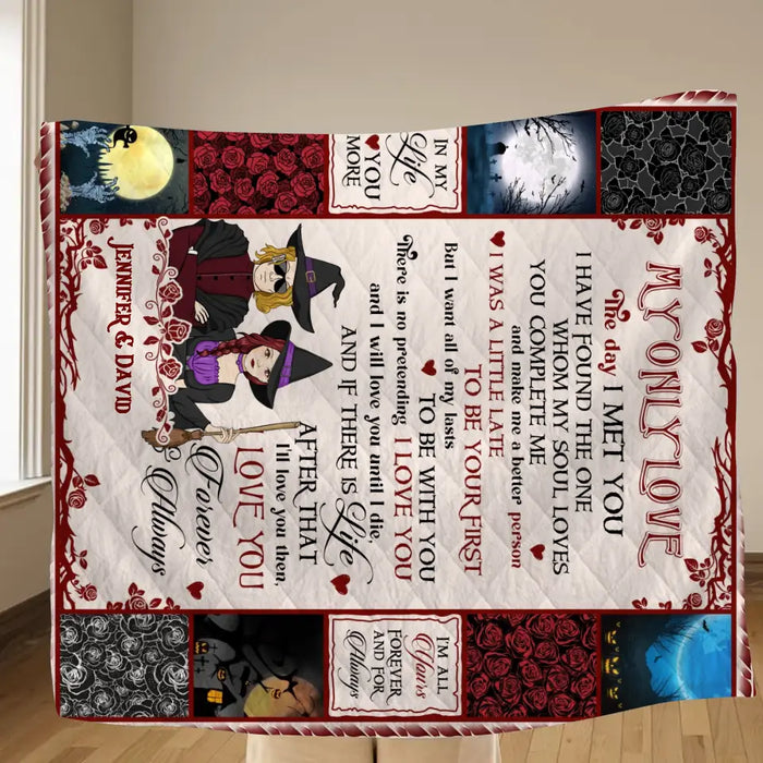 Custom Personalized Halloween Couple Single Layer Fleece/Quilt Blanket - Gift Idea For Couple/Halloween - My Only Love