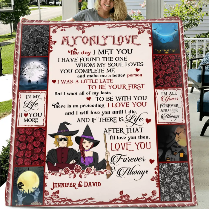 Custom Personalized Halloween Couple Single Layer Fleece/Quilt Blanket - Gift Idea For Couple/Halloween - My Only Love