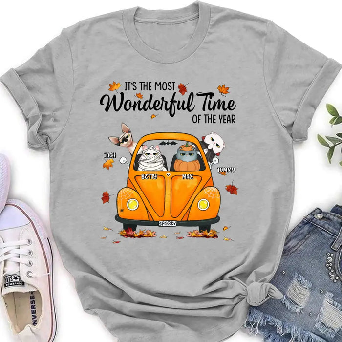 Custom Personalized Pet Shirt/Hoodie - Autumn Gift For Cat/ Dog Lover - Upto 4 Pets - It's The Most Wonderful Time Of The Year