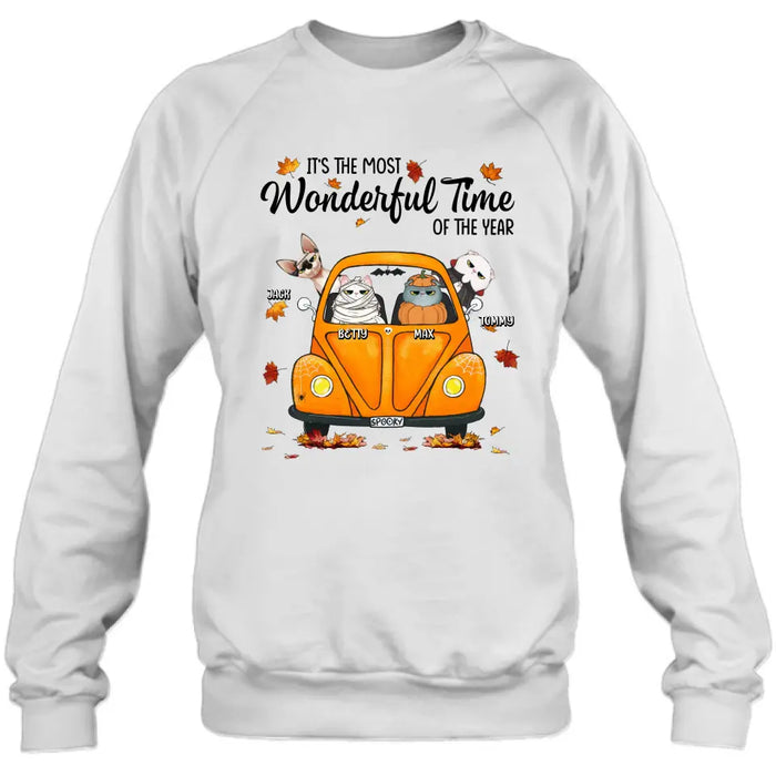 Custom Personalized Pet Shirt/Hoodie - Autumn Gift For Cat/ Dog Lover - Upto 4 Pets - It's The Most Wonderful Time Of The Year