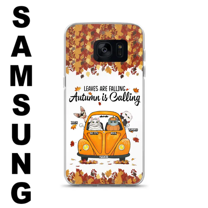 Custom Personalized Pet Phone Case - Gift Idea For Cat/Dog Lovers - Upto 4 Pets -  Case For iPhone/Samsung - Leaves Are Falling Autumn Is Calling