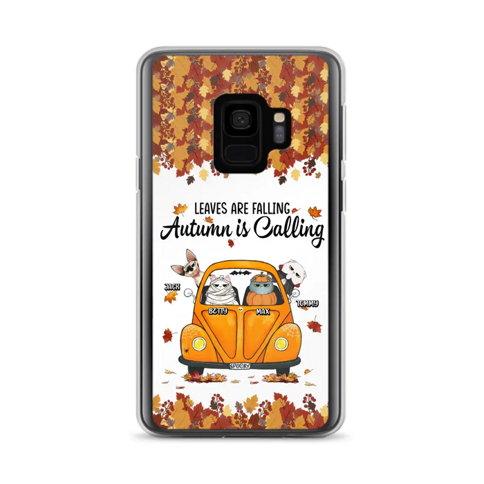 Custom Personalized Pet Phone Case - Gift Idea For Cat/Dog Lovers - Upto 4 Pets -  Case For iPhone/Samsung - Leaves Are Falling Autumn Is Calling