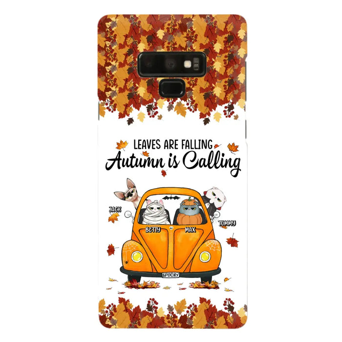 Custom Personalized Pet Phone Case - Gift Idea For Cat/Dog Lovers - Upto 4 Pets -  Case For iPhone/Samsung - Leaves Are Falling Autumn Is Calling