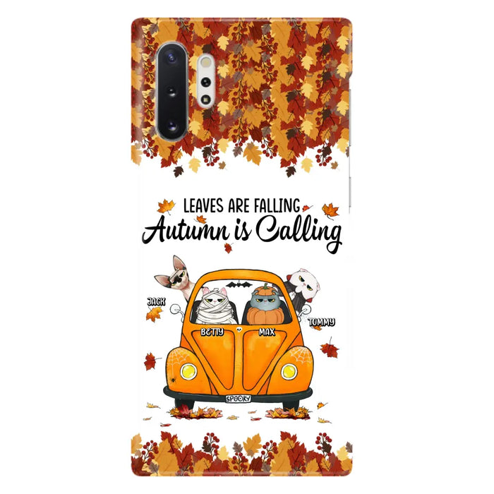 Custom Personalized Pet Phone Case - Gift Idea For Cat/Dog Lovers - Upto 4 Pets -  Case For iPhone/Samsung - Leaves Are Falling Autumn Is Calling