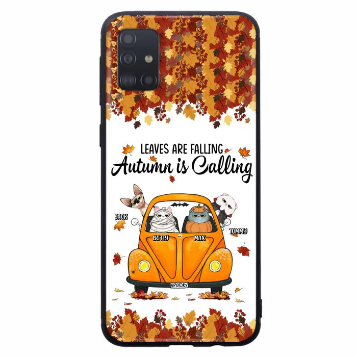 Custom Personalized Pet Phone Case - Gift Idea For Cat/Dog Lovers - Upto 4 Pets -  Case For iPhone/Samsung - Leaves Are Falling Autumn Is Calling