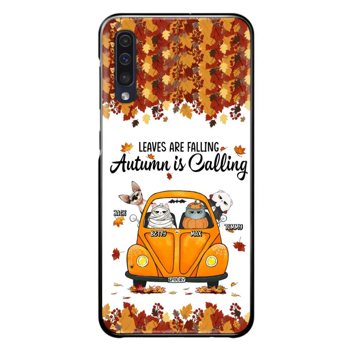 Custom Personalized Pet Phone Case - Gift Idea For Cat/Dog Lovers - Upto 4 Pets -  Case For iPhone/Samsung - Leaves Are Falling Autumn Is Calling