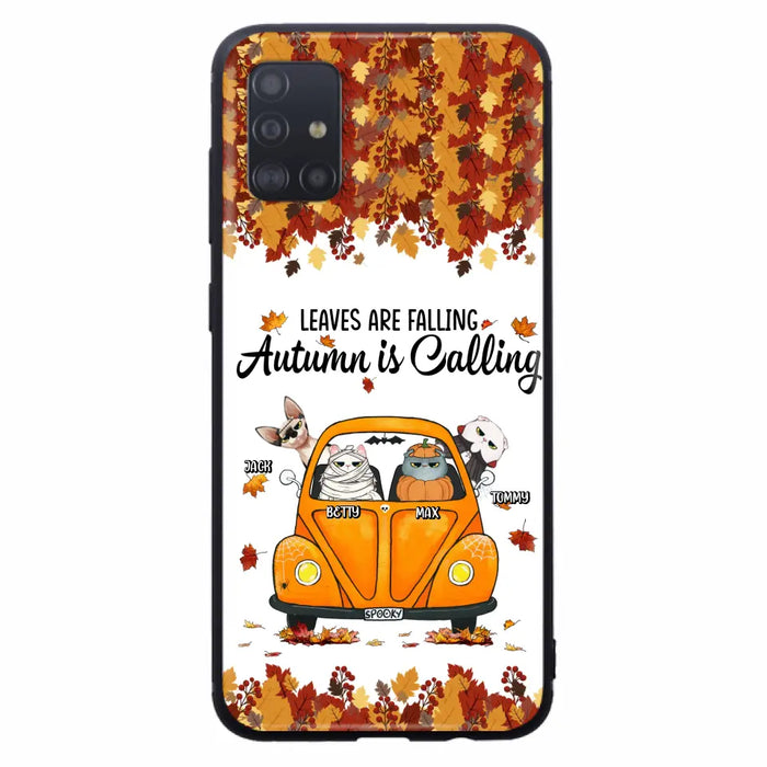 Custom Personalized Pet Phone Case - Gift Idea For Cat/Dog Lovers - Upto 4 Pets -  Case For iPhone/Samsung - Leaves Are Falling Autumn Is Calling