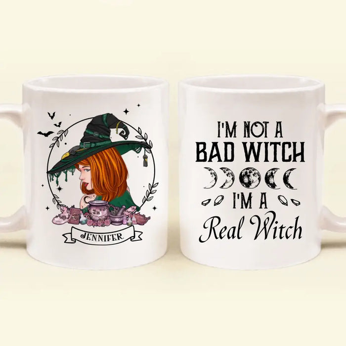 Custom Personalized Witch Coffee Mug - Gift Idea For Halloween/Witch Lovers - I'm Not A Bad Witch I'm A Real Witch