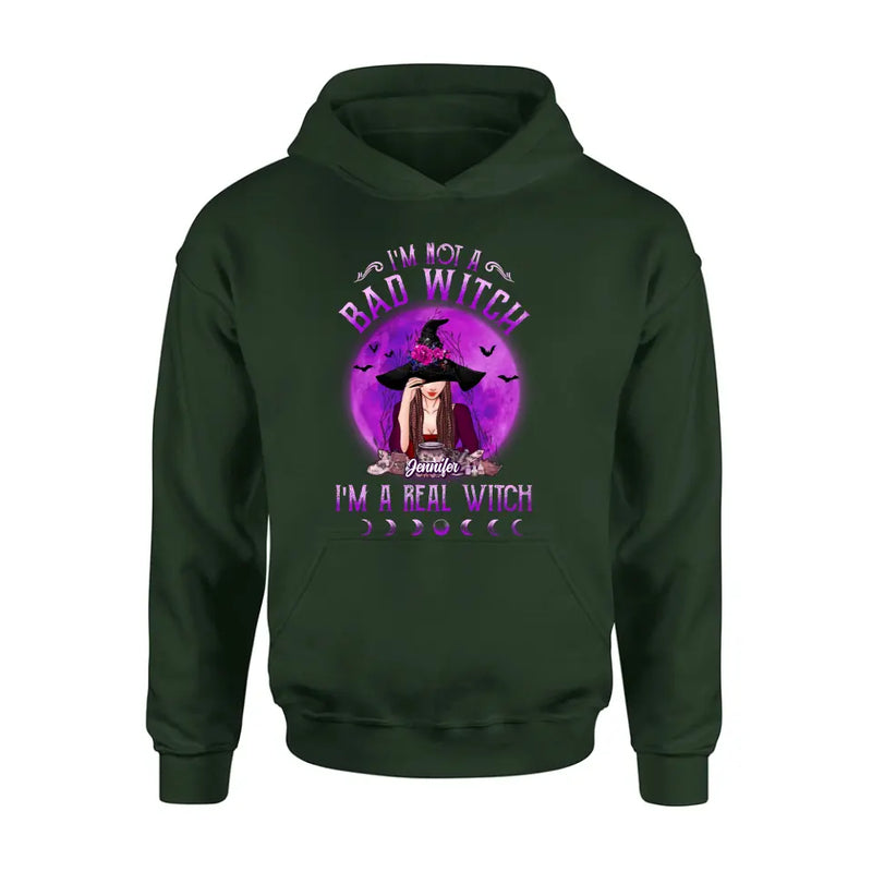 Personalized Witch Shirt/Hoodie - Gift Idea For Halloween/Witch Lovers - I'm Not A Bad Witch I'm A Real Witch