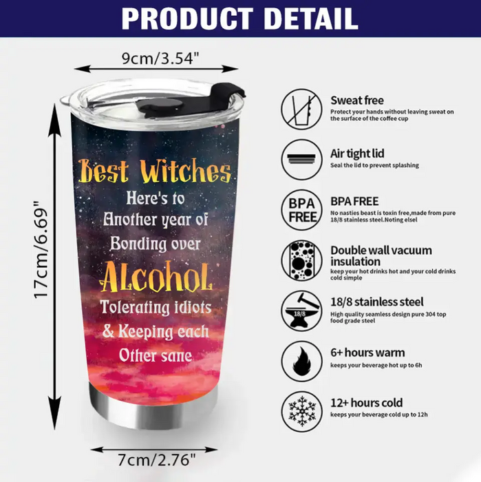 Personalized Witch Tumbler - Gift Idea For Halloween/Witch Lovers/Besties - Upto 2 Girls - Witches By Nature Bitches By Choice