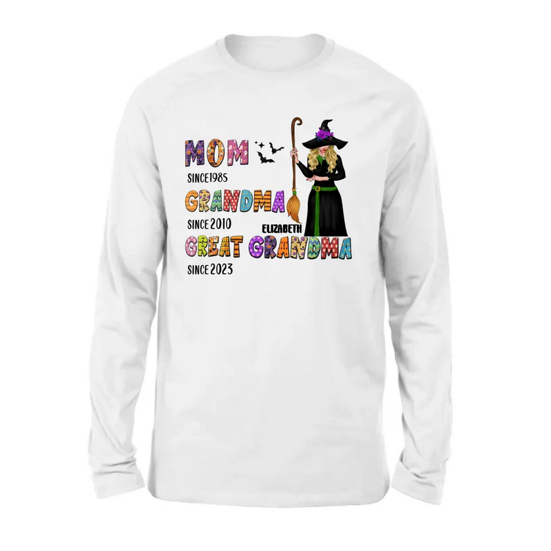 Personalized Halloween Witch Shirt/ Hoodie - Gift Idea For Halloween - Mom Since 1985 Grandma Since 2010