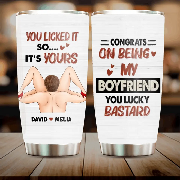 Personalized Couple Tumbler - Best Gift Idea For Couple/Anniversary - Congrats On Being My Boyfriend You Lucky Bastard