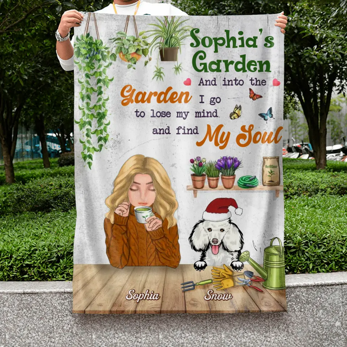 Personalized Dog Mom Flag Sign - Gift Idea For Dog Lover with up to 4 Dogs - And Into The Garden, I Go To Lose My Mind And Find My Soul