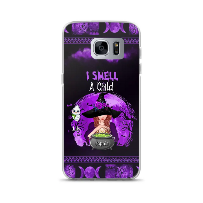 Custom Personalized Witch Phone Case - Upto 10 Children - Halloween Gift Idea for Family - I Smell Children - Case for iPhone/Samsung