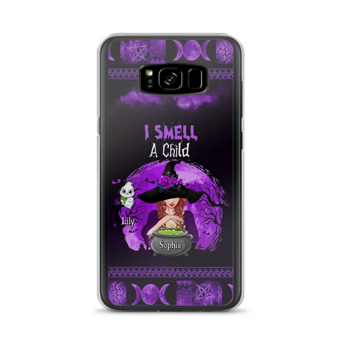 Custom Personalized Witch Phone Case - Upto 10 Children - Halloween Gift Idea for Family - I Smell Children - Case for iPhone/Samsung