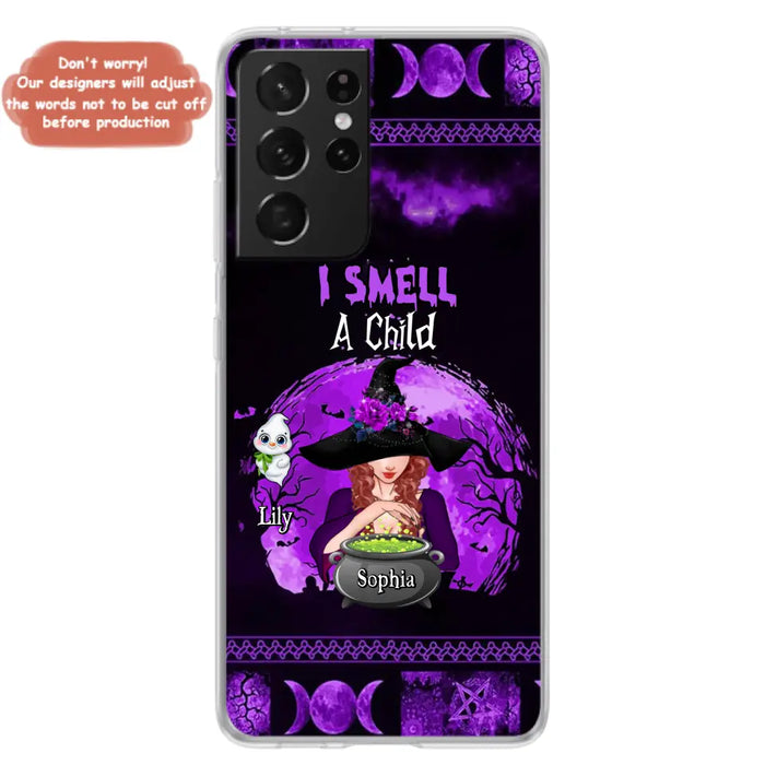 Custom Personalized Witch Phone Case - Upto 10 Children - Halloween Gift Idea for Family - I Smell Children - Case for iPhone/Samsung