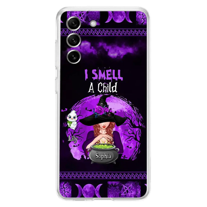 Custom Personalized Witch Phone Case - Upto 10 Children - Halloween Gift Idea for Family - I Smell Children - Case for iPhone/Samsung