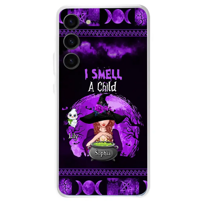 Custom Personalized Witch Phone Case - Upto 10 Children - Halloween Gift Idea for Family - I Smell Children - Case for iPhone/Samsung