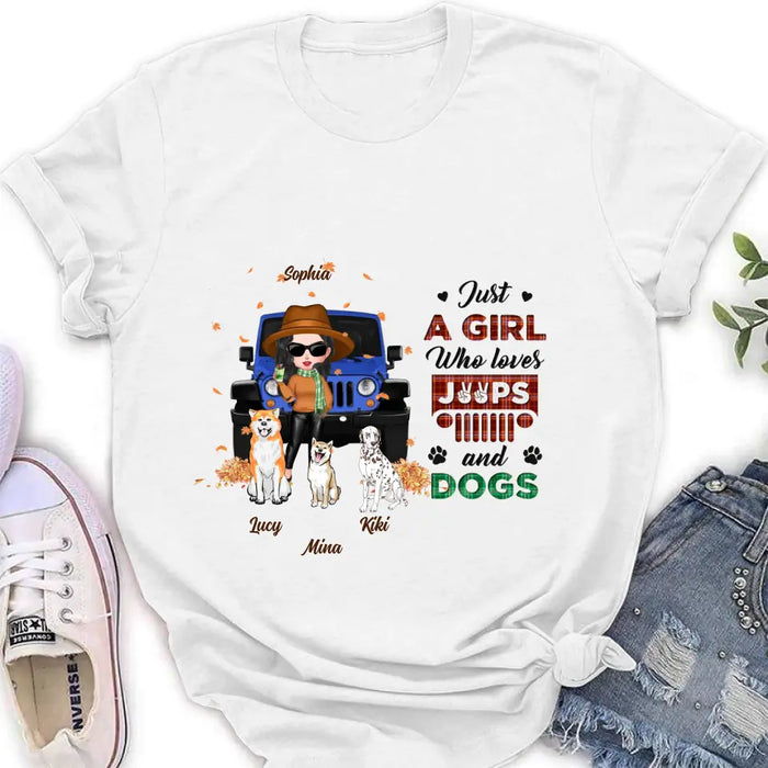 Personalized Off-road Autumn Girl Shirt/Hoodie - Gift Idea For Girl/Dog Lovers - Upto 3 Dogs