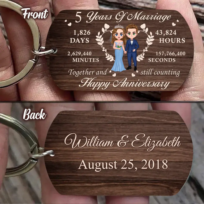 Custom Personalized Wedding Aluminum Keychain - Wedding/Anniversary Gift Idea for Couple - Years Of Marriage Happy Anniversary